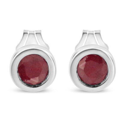 .925 Sterling Silver Bezel Set 3.5mm Created Gemstone Solitaire Stud Earrings by Infinite Jewels