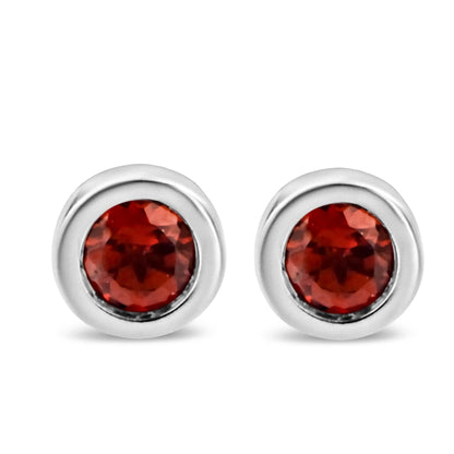 .925 Sterling Silver Bezel Set 3.5mm Created Gemstone Solitaire Stud Earrings by Infinite Jewels