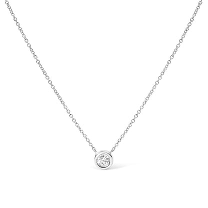 14K Gold Lab Grown Diamond Modern Bezel-Set Solitaire 16"-18" Pendant Necklace (F-G Color, VS2-SI1 Clarity) by Infinite Jewels