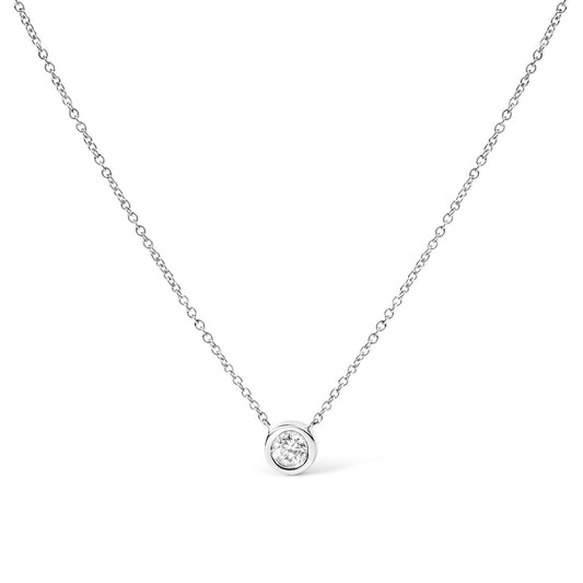 14K Gold Lab Grown Diamond Modern Bezel-Set Solitaire 16"-18" Pendant Necklace (F-G Color, VS2-SI1 Clarity) by Infinite Jewels