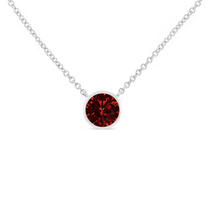 .925 Sterling Silver Bezel Set 3.5mm Created Gemstone Solitaire 18" Pendant Necklace by Infinite Jewels