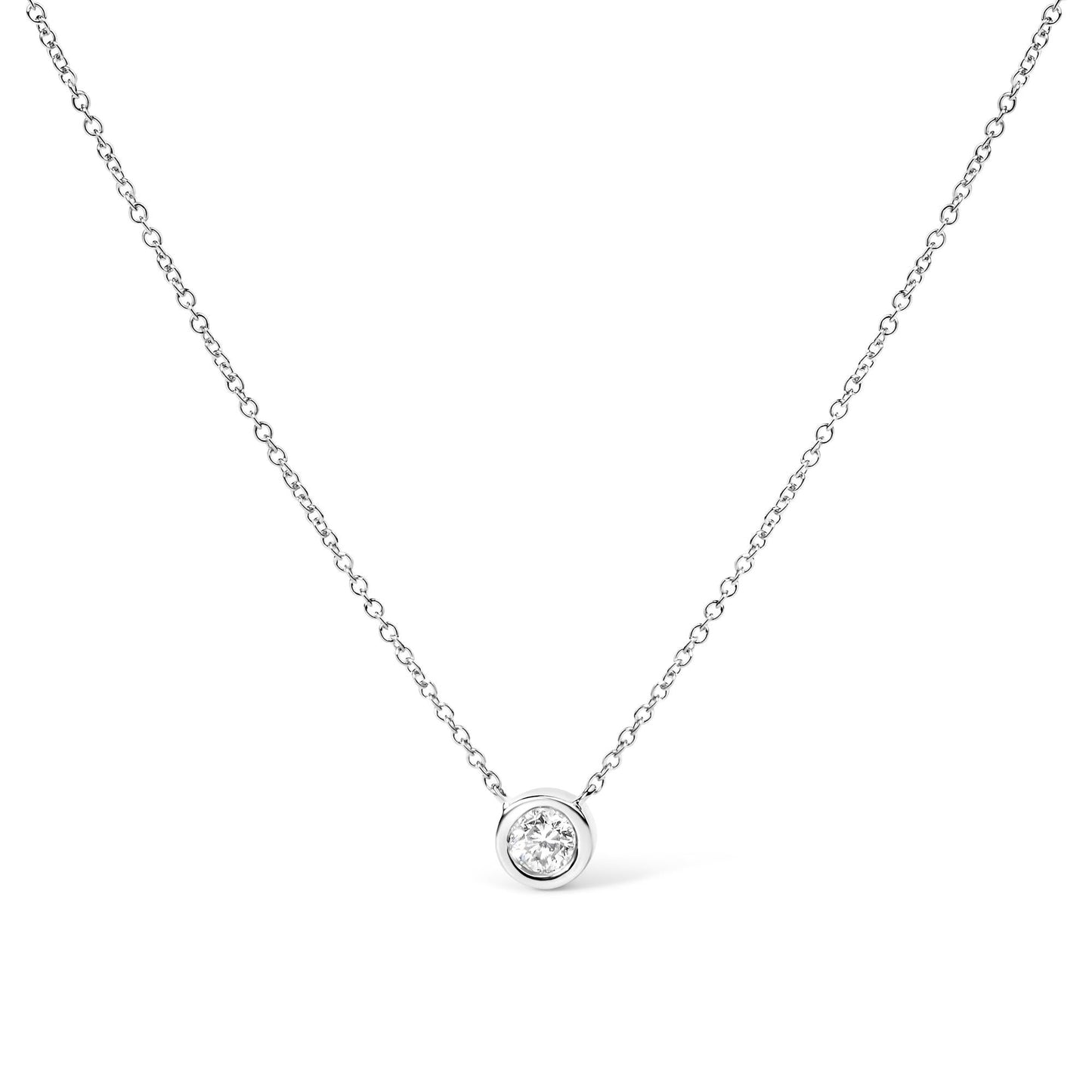 14K Gold Lab Grown Diamond Modern Bezel-Set Solitaire 16"-18" Pendant Necklace (F-G Color, VS2-SI1 Clarity) by Infinite Jewels