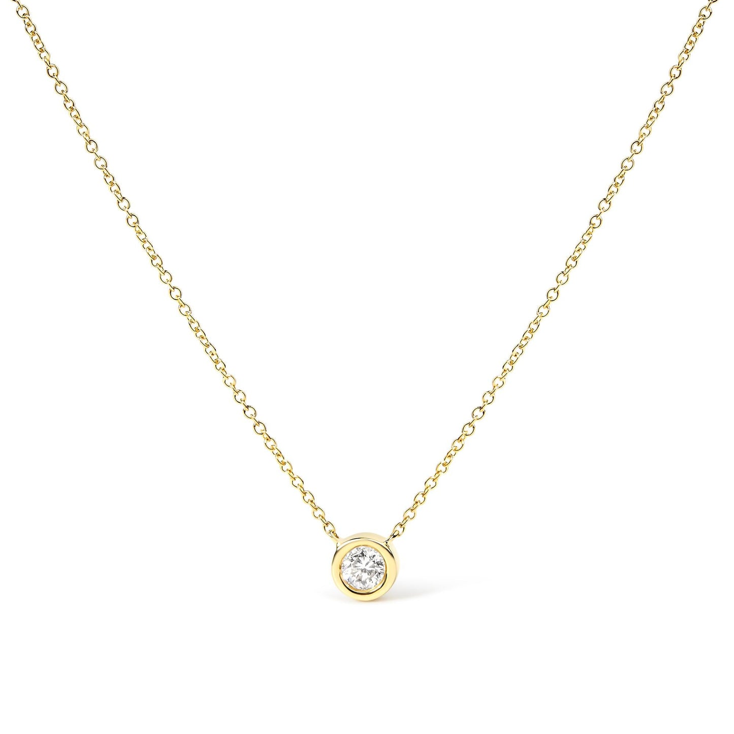 14K Gold Lab Grown Diamond Modern Bezel-Set Solitaire 16"-18" Pendant Necklace (F-G Color, VS2-SI1 Clarity) by Infinite Jewels