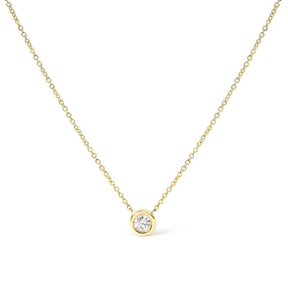 14K Gold Lab Grown Diamond Modern Bezel-Set Solitaire 16"-18" Pendant Necklace (F-G Color, VS2-SI1 Clarity) by Infinite Jewels