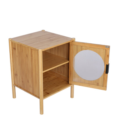 1 Door nightstand,Bamboo Mid Century Modern Nightstand,Bedside Table Accent End Table Side Table for Bedroom, Living Room, Natural THEGSND LLC