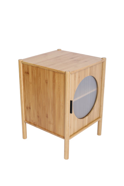 1 Door nightstand,Bamboo Mid Century Modern Nightstand,Bedside Table Accent End Table Side Table for Bedroom, Living Room, Natural THEGSND LLC