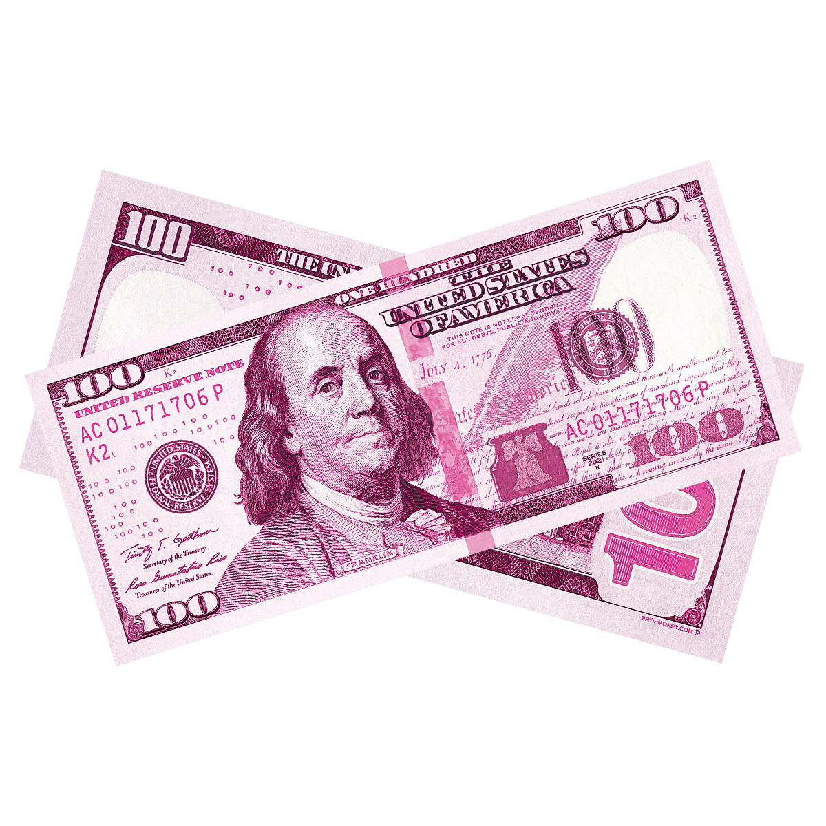 100x $100 New Series Pink Bills by Prop Money Inc