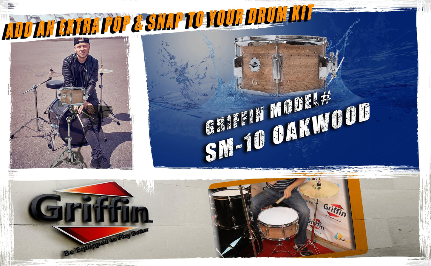 Popcorn Soprano Snare Drum by GRIFFIN | Acoustic Firecracker 10"x6" Poplar Wood Shell with Oakwood PVC | Mini Concert Marching Percussion Musical Instrument with Snare Throw Off, Drummers Key & Head by GeekStands.com