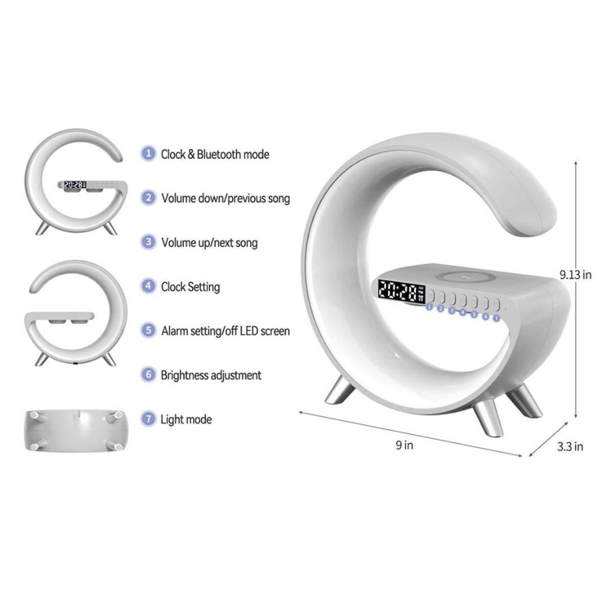 Mooncave Light Wireless Charger And Speaker With Clock by VistaShops