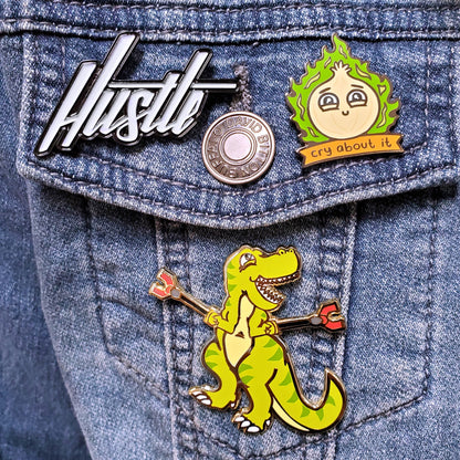 "Hustle" Hand-Lettered Pin by Kolorspun