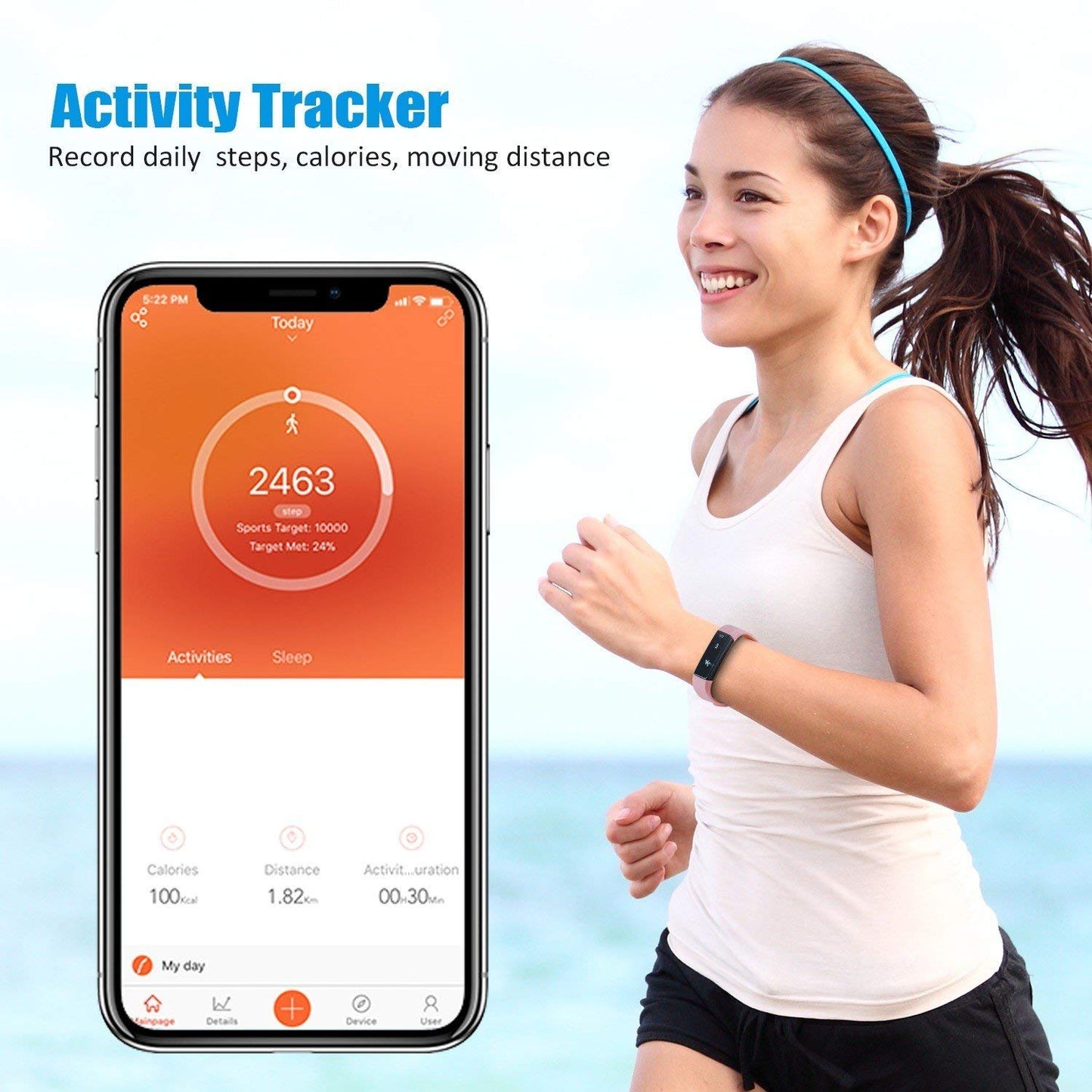 SmartFit Slim Activity Tracker And Monitor Smart Watch With FREE Extra Band by VistaShops