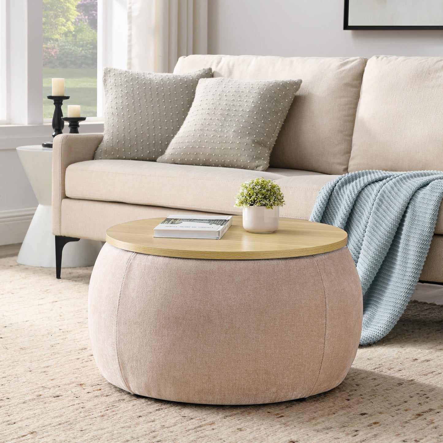 Round Storage Ottoman and Table by Blak Hom