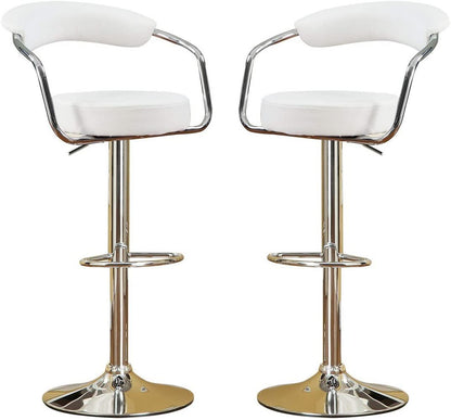 Contemporary Style White Color Bar Stool Counter Height Chairs Set of 2 Adjustable Swivel Kitchen Island Stools