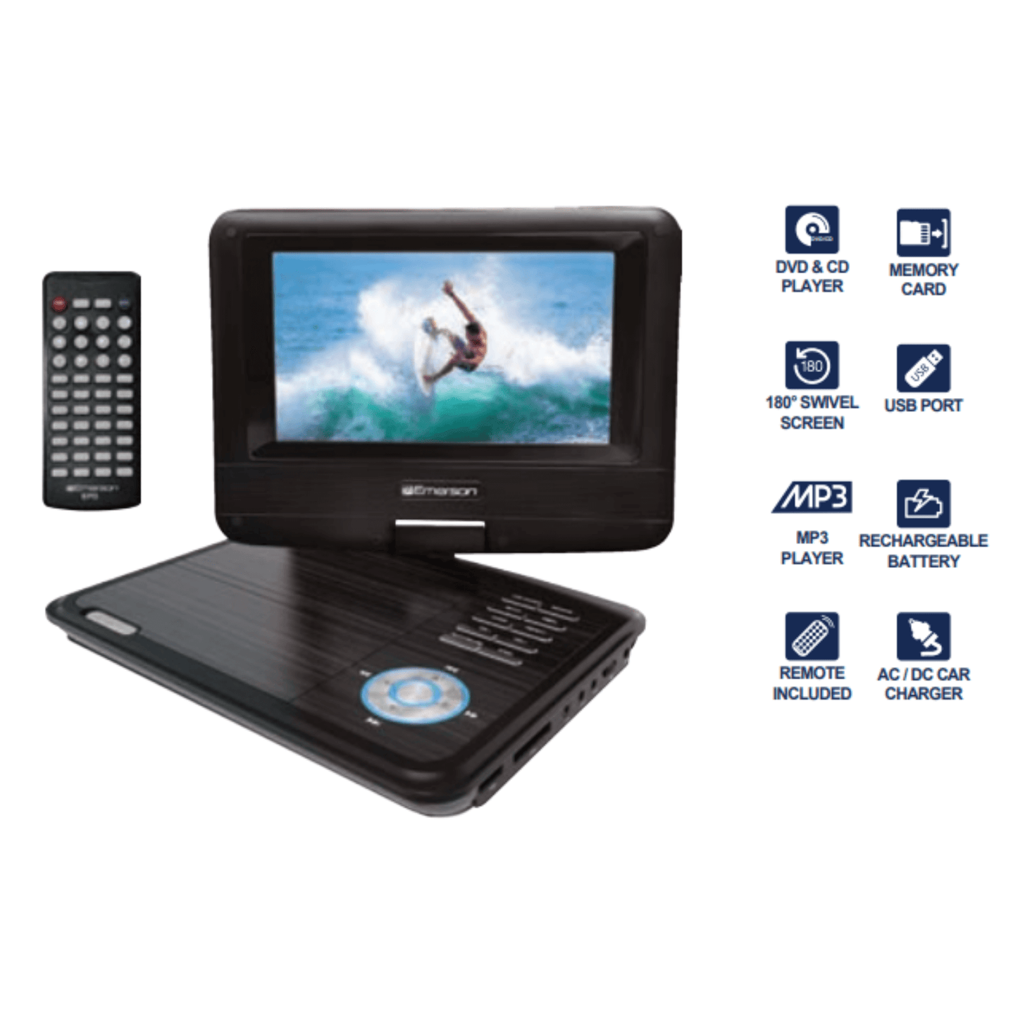 Emerson 7-Inch DVD Player with Built-in Speaker and Multiple Supported Formats by Jupiter Gear Home