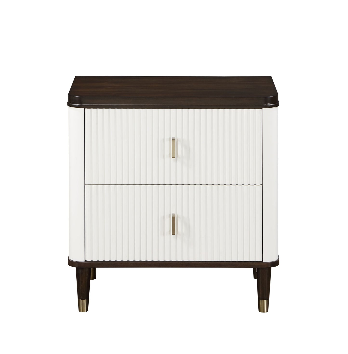 Nightstand With USB, White & Brown Finish by Blak Hom