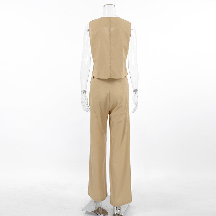 Solid Color Cotton Linen Vest and Trousers by BlakWardrob