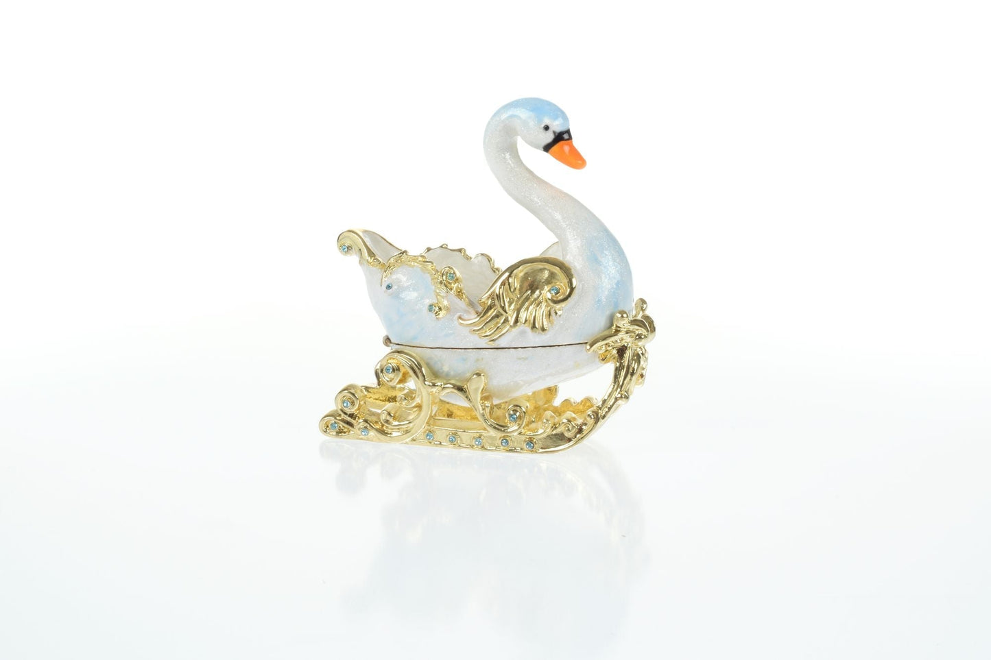 Swan on golden sled Trinket Box by Keren Kopal