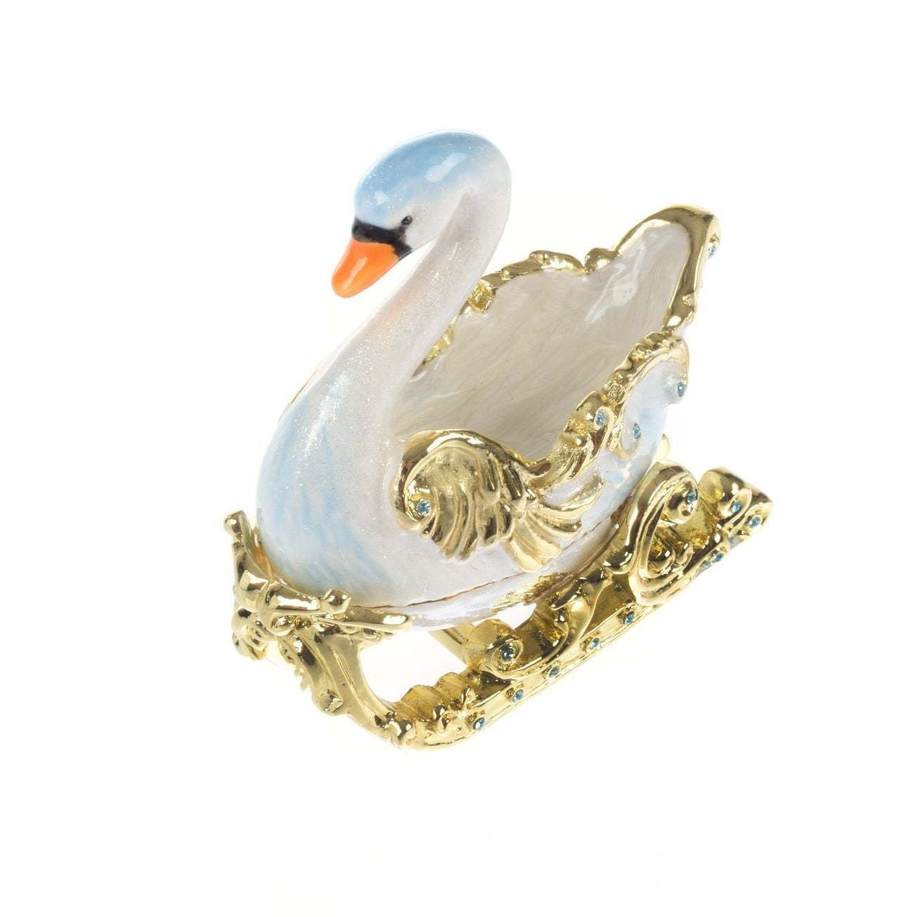 Swan on golden sled Trinket Box by Keren Kopal