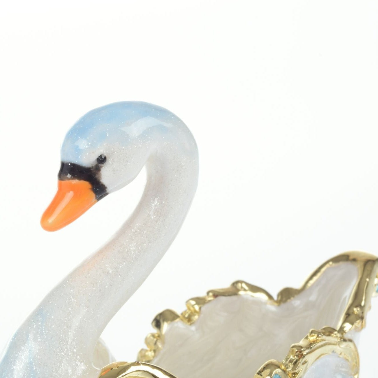 Swan on golden sled Trinket Box by Keren Kopal