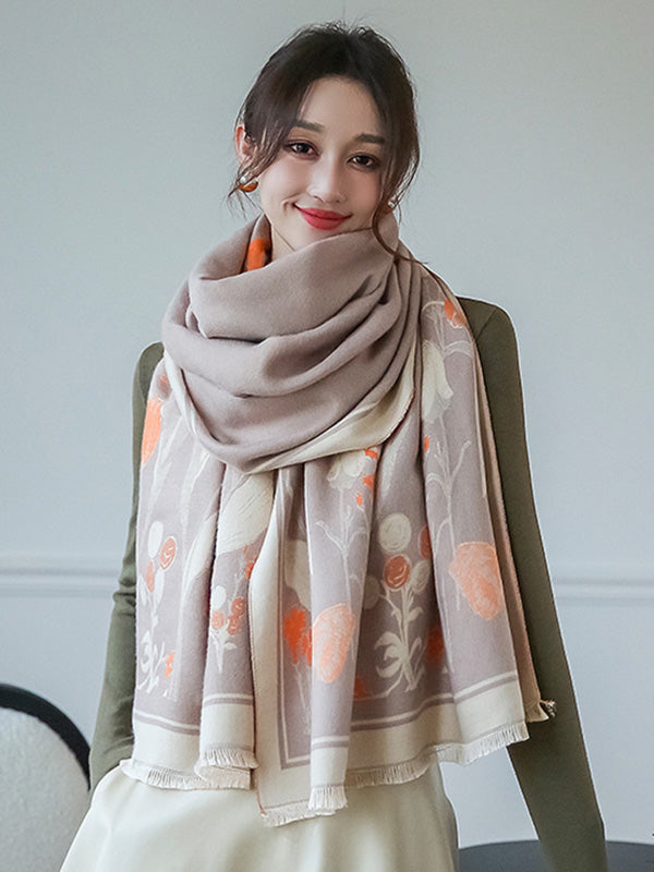 Vintage Imitated Cashmere Floral Printed Shawl&Scarf by migunica