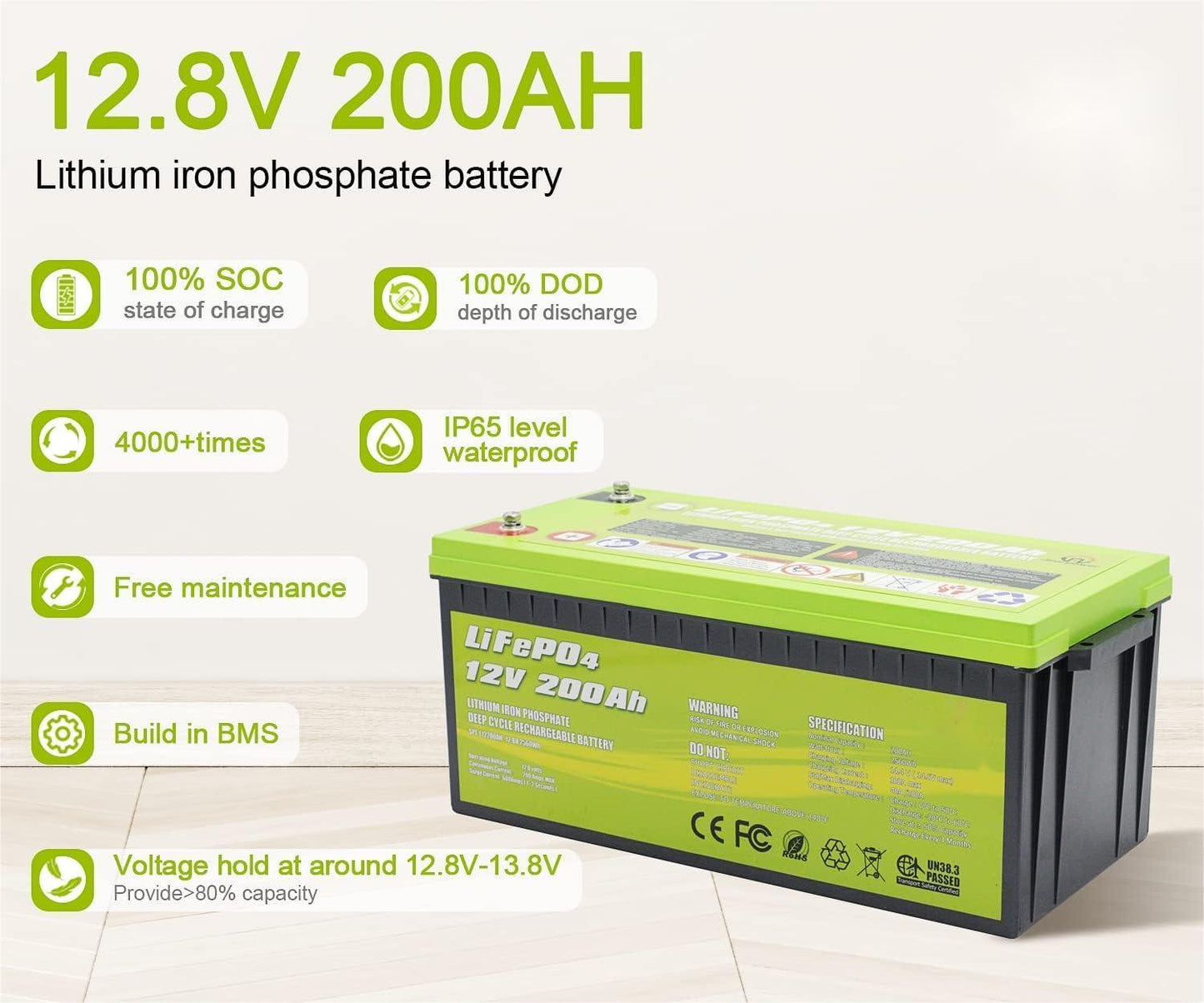 12V 200Ah LiFePO4 Deep Cycle Lithium Battery by ACOPOWER