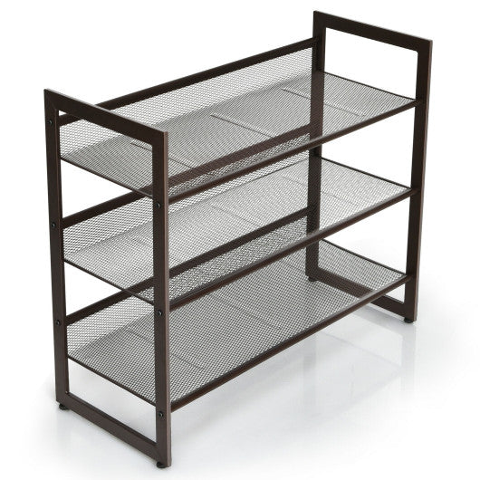 2/3/4 Tiers Flat and Slant Metal Shoe Rack for Entryway Hallway-3-Tier by VYSN