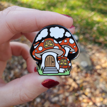 Mushroom House Enamel Pin by Kolorspun