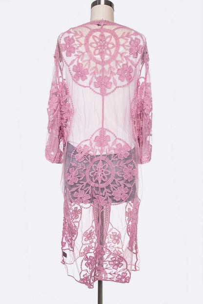 Lace Embroidered Iconic Long Cardigan