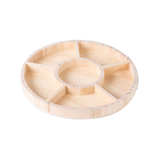 Round Shaped Wooden Tray 4 Pack 10"X1" by Hammont