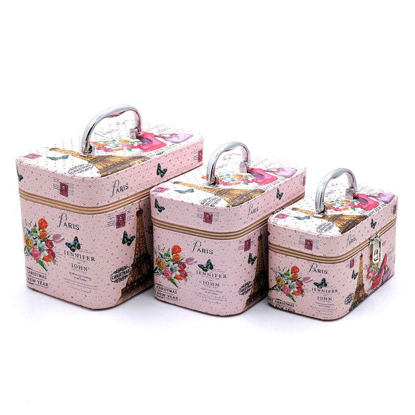 Paris Eiffel Printed 3 Pieces Cosmetic Case Set