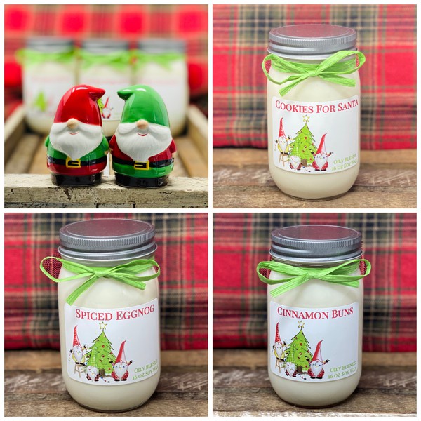 Gnome Christmas Candles - 16 oz Jumbo Soy Wax