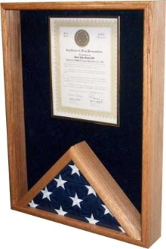 Certificate Holder,Flag Display Case - Oak by The Military Gift Store