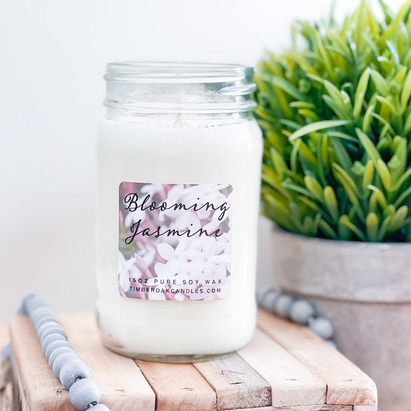 Blooming Jasmine 16oz Mason Pure Soy Candle