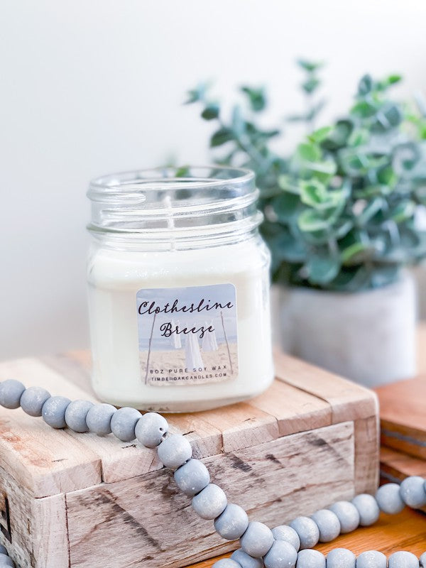 Clothesline Breeze 8oz Mason Pure Soy Candle