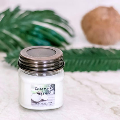 Coconut Woods  8oz Mason Pure Soy Candle