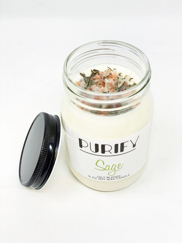 Jumbo Purify Candles with Herbs and Pink Salt