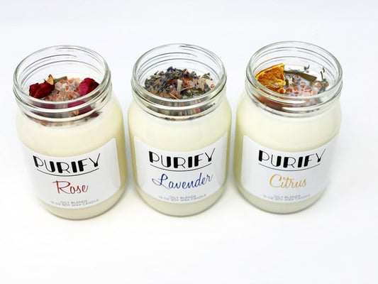 Jumbo Purify Candles with Herbs and Pink Salt