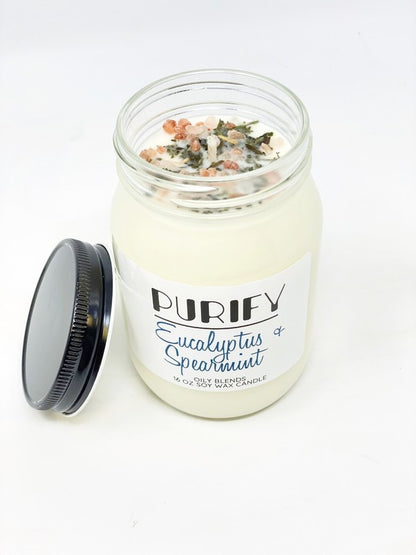 Jumbo Purify Candles with Herbs and Pink Salt