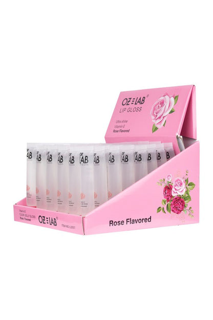 48 Pack-OZ LAB Rose Scent Clear Gloss Lip Polish