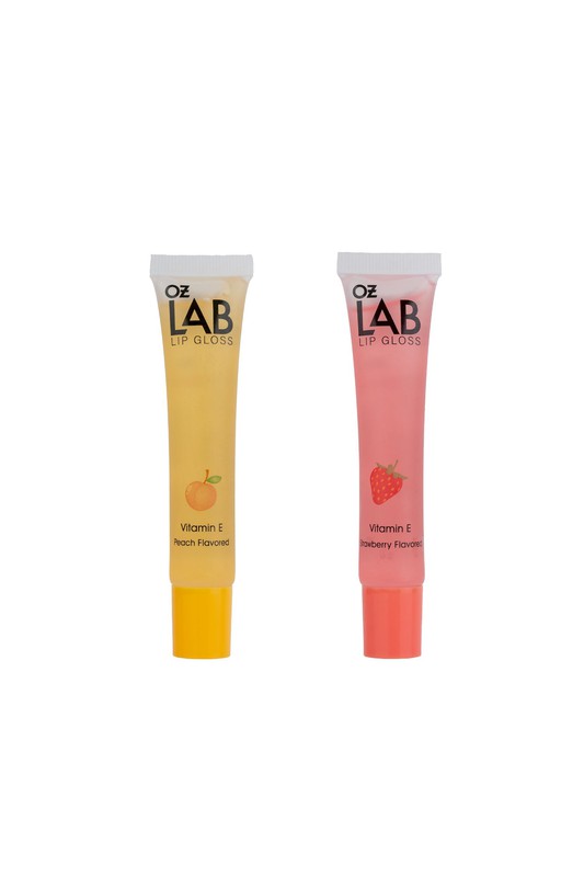 48 Pack-OZ LAB Peach & Strawberry Gloss Lip Polish