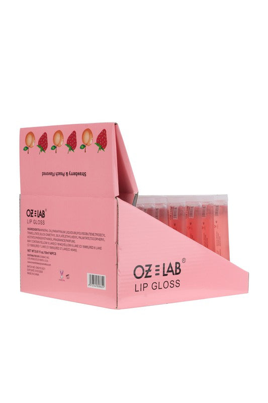 48 Pack-OZ LAB Peach & Strawberry Gloss Lip Polish