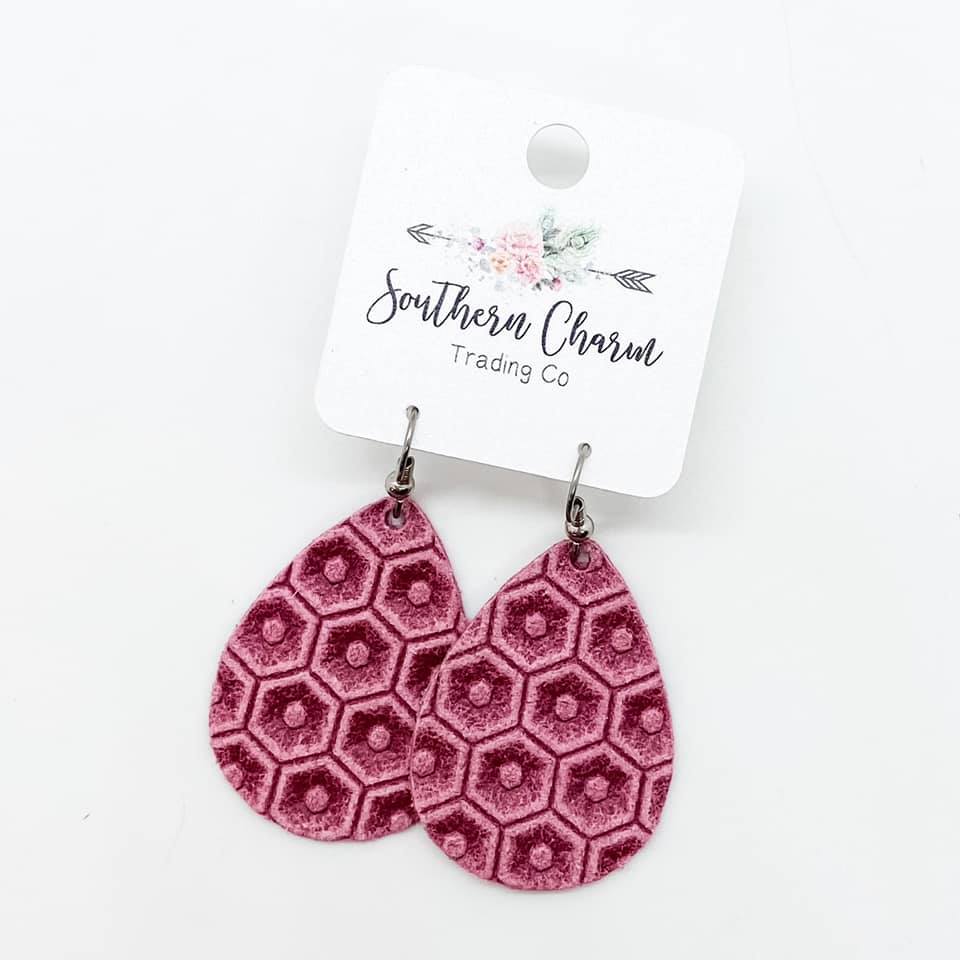 1.5" Purple Floral Mini Collection (Leather) -Earrings by Doohickies Wholesale