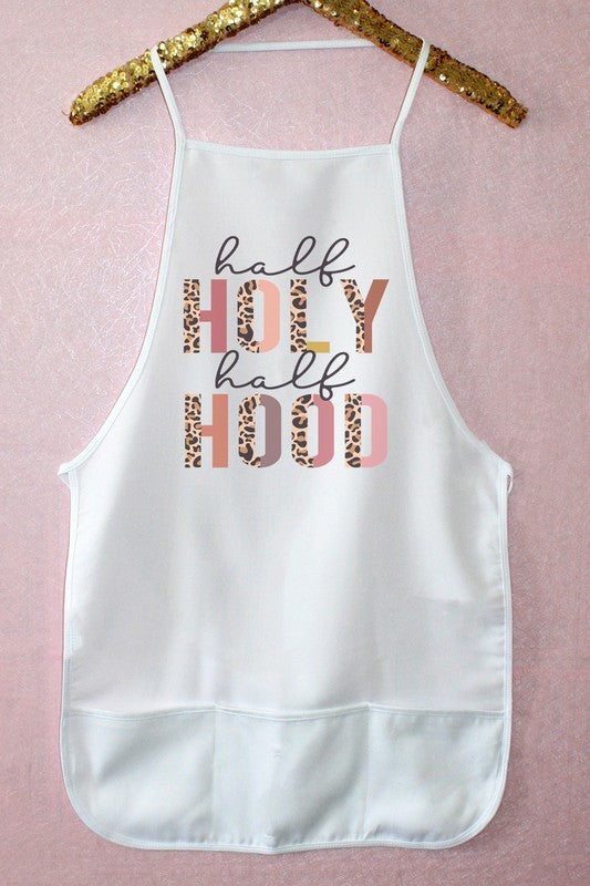 Half Holy Half Hood Leopard Kitchen Apron