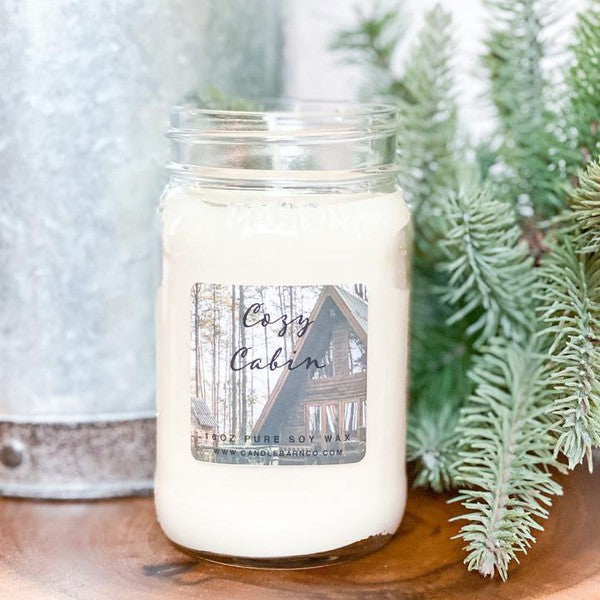 Cozy Cabin 16oz Mason Pure Soy Candle