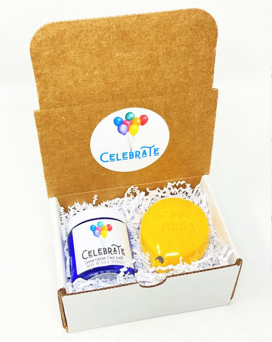 Celebrate Gift Box With Candle and Bath Bomb