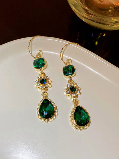 Urban Green Rhinestone Waterdrop Earrings Accessories by migunica