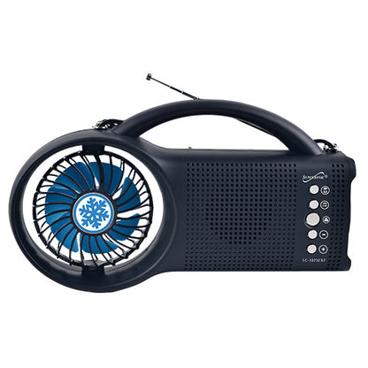 Solar Power Bluetooth Speaker with FM Radio / LED Torch Light / Fan (SC-1073ERF) by Jupiter Gear