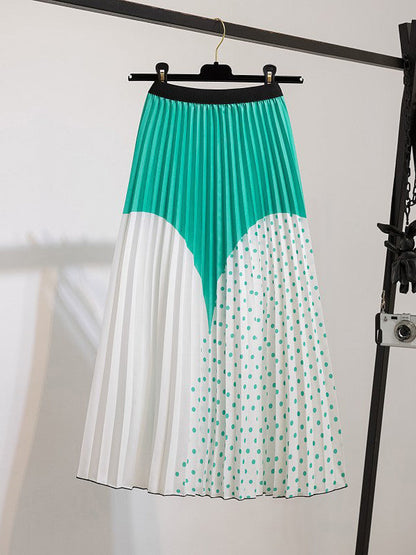 Urban Multi-Colored Printed High Waisted Pleated Skirt by migunica