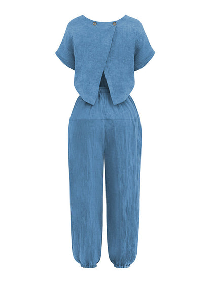 Original Solid Color Loose Pleated Jumpsuits by migunica