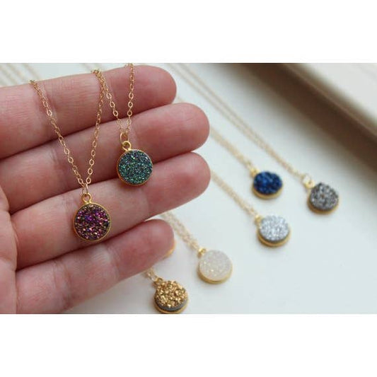 Round Druzy Necklace by Fashion Hut Jewelry